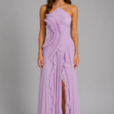 Maxi Dress with Pleated Ruffle Halter