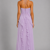Maxi Dress with Pleated Ruffle Halter