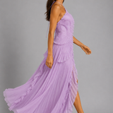 Maxi Dress with Pleated Ruffle Halter