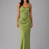 Maxi Dress with Ruched Satin Waist