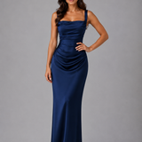 Maxi Dress with Ruched Satin Waist