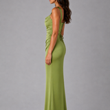 Maxi Dress with Ruched Satin Waist