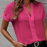 V-Neck Short Sleeve Blouse for Women