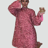 Sequin Mini Dress with Bow Detail for Women
