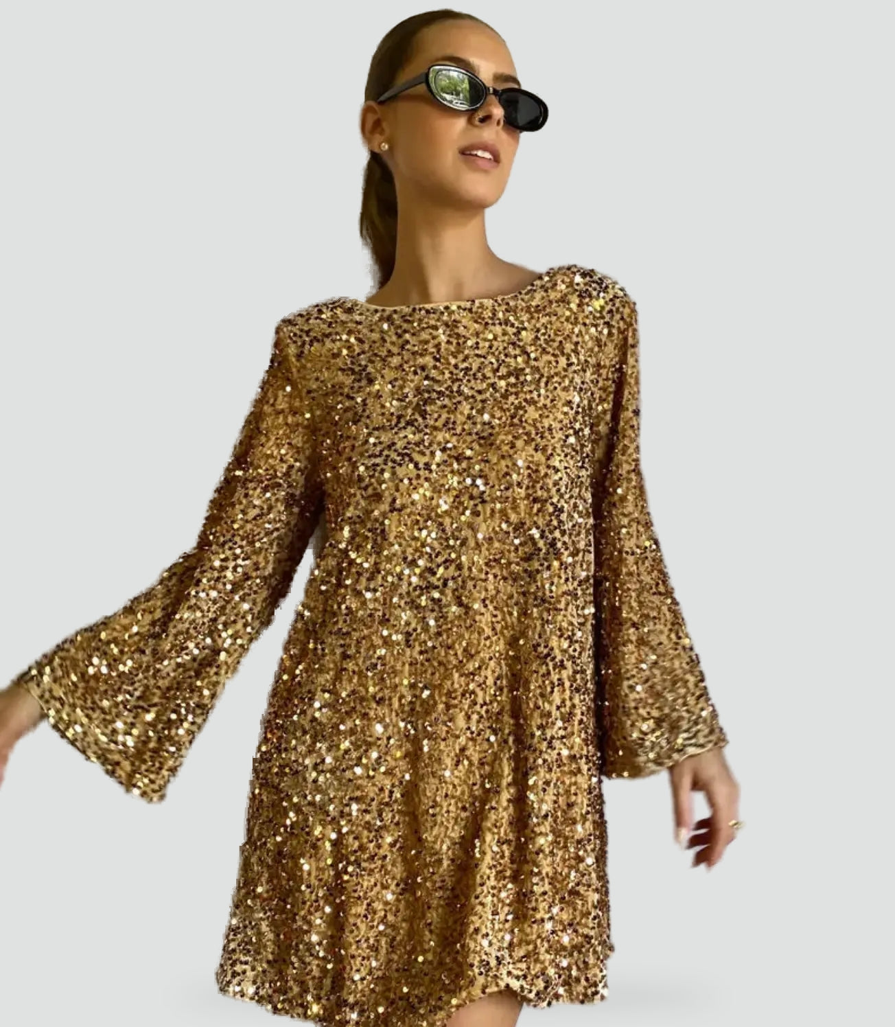Sequin Mini Dress with Bow Detail for Women