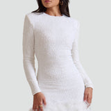 Mini Dress with Feather Trim and Long Sleeves for Women