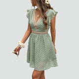 Mini Dress with High Neck and Ruffle Detail for women