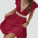 Mini Dress with High Neck and Ruffle Detail for women