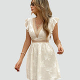 Mini Dress with High Neck and Ruffle Detail for women