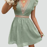 Mini Dress with High Neck and Ruffle Detail for women