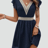 Mini Dress with High Neck and Ruffle Detail for women