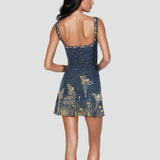 Midi Dress with V-Neckline and Trim Detail for Women