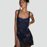 Midi Dress with V-Neckline and Trim Detail for Women