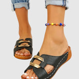 Cushioned Slides with Buckle Strap for Women