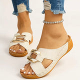 Cushioned Slides with Buckle Strap for Women
