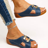 Cushioned Slides with Buckle Strap for Women