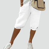Wide Leg Pants Elastic Waist Casual Shorts for Women