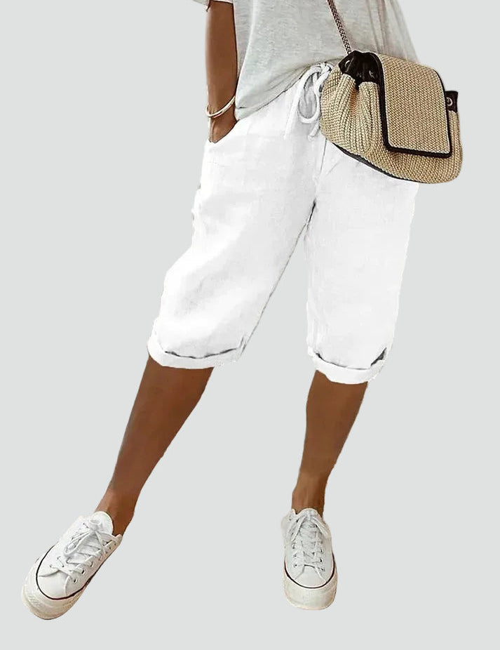Wide Leg Pants Elastic Waist Casual Shorts for Women