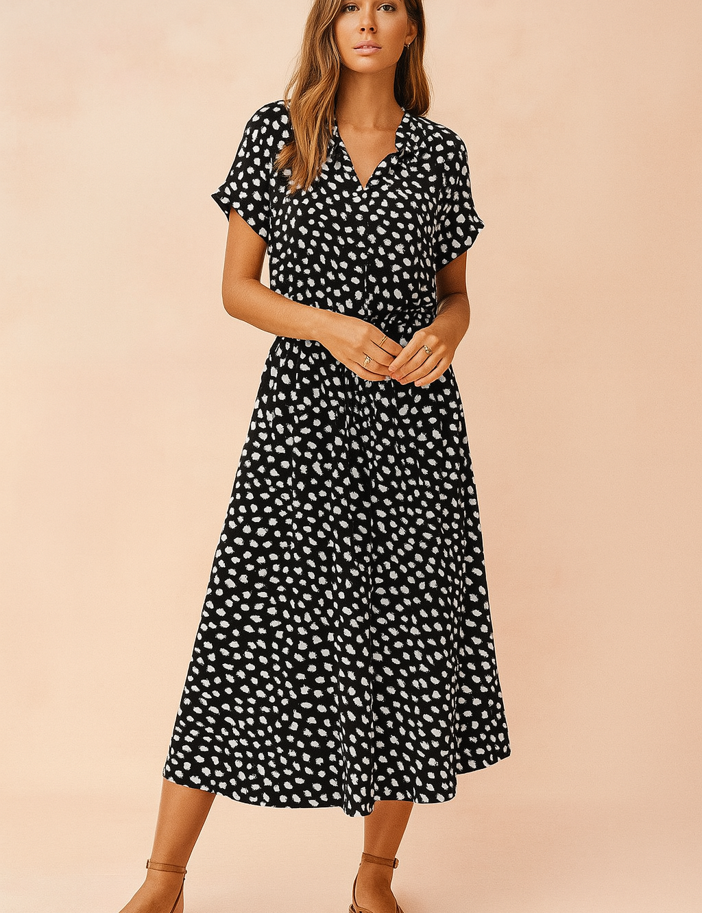 Floral midi dress tiered hem boho for women