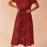 Floral midi dress tiered hem boho for women