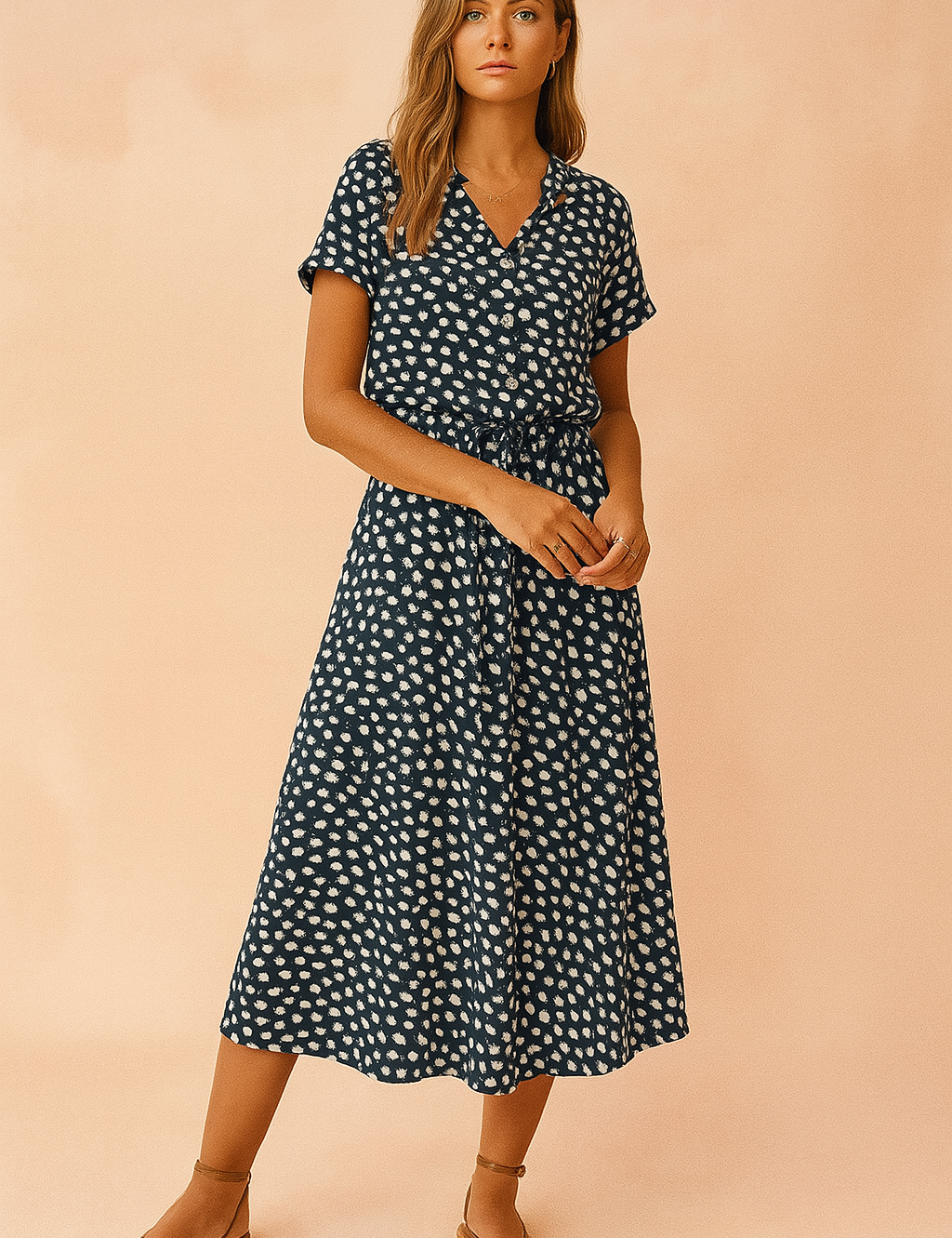 Floral midi dress tiered hem boho for women