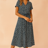 Floral midi dress tiered hem boho for women
