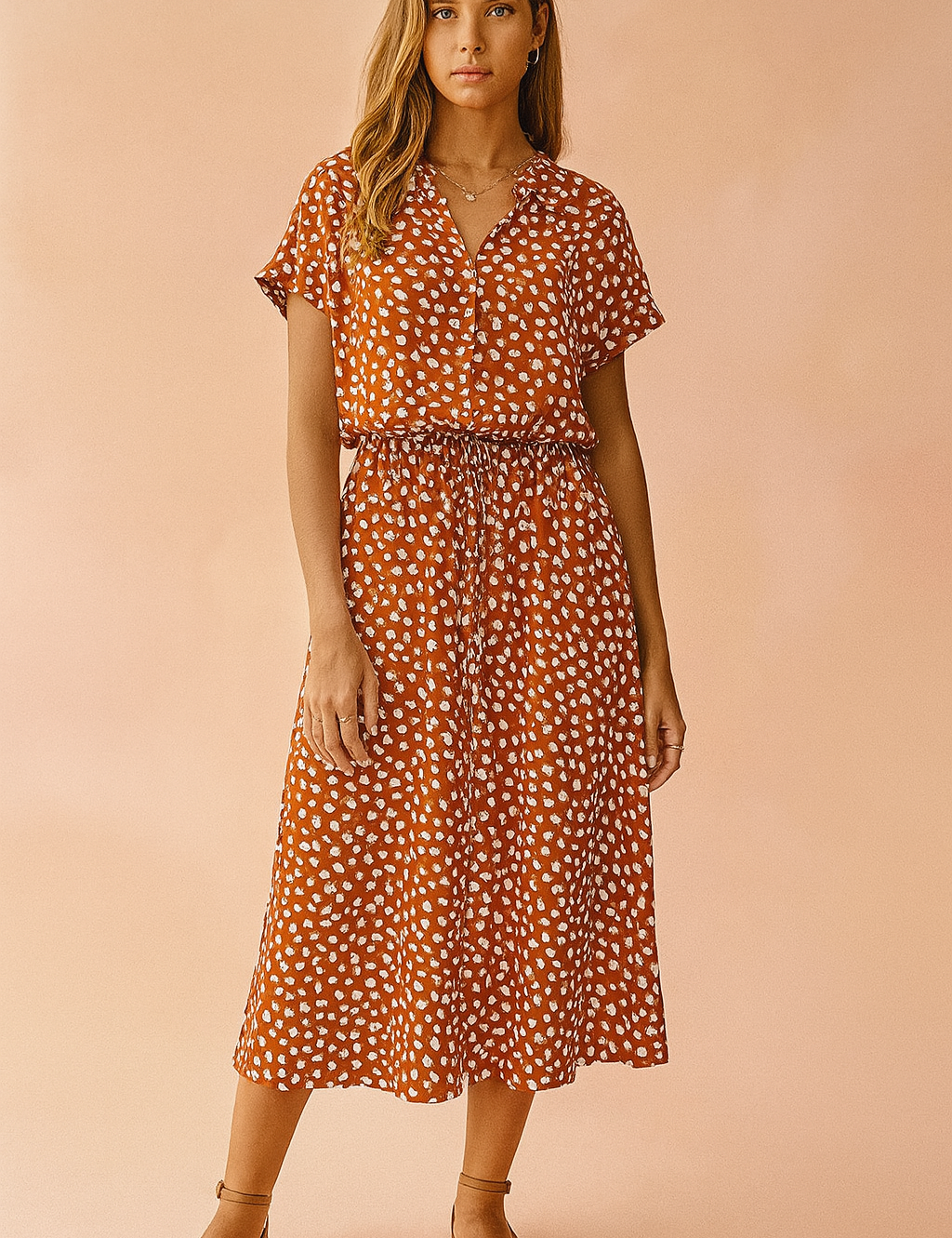 Floral midi dress tiered hem boho for women