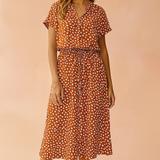 Floral midi dress tiered hem boho for women