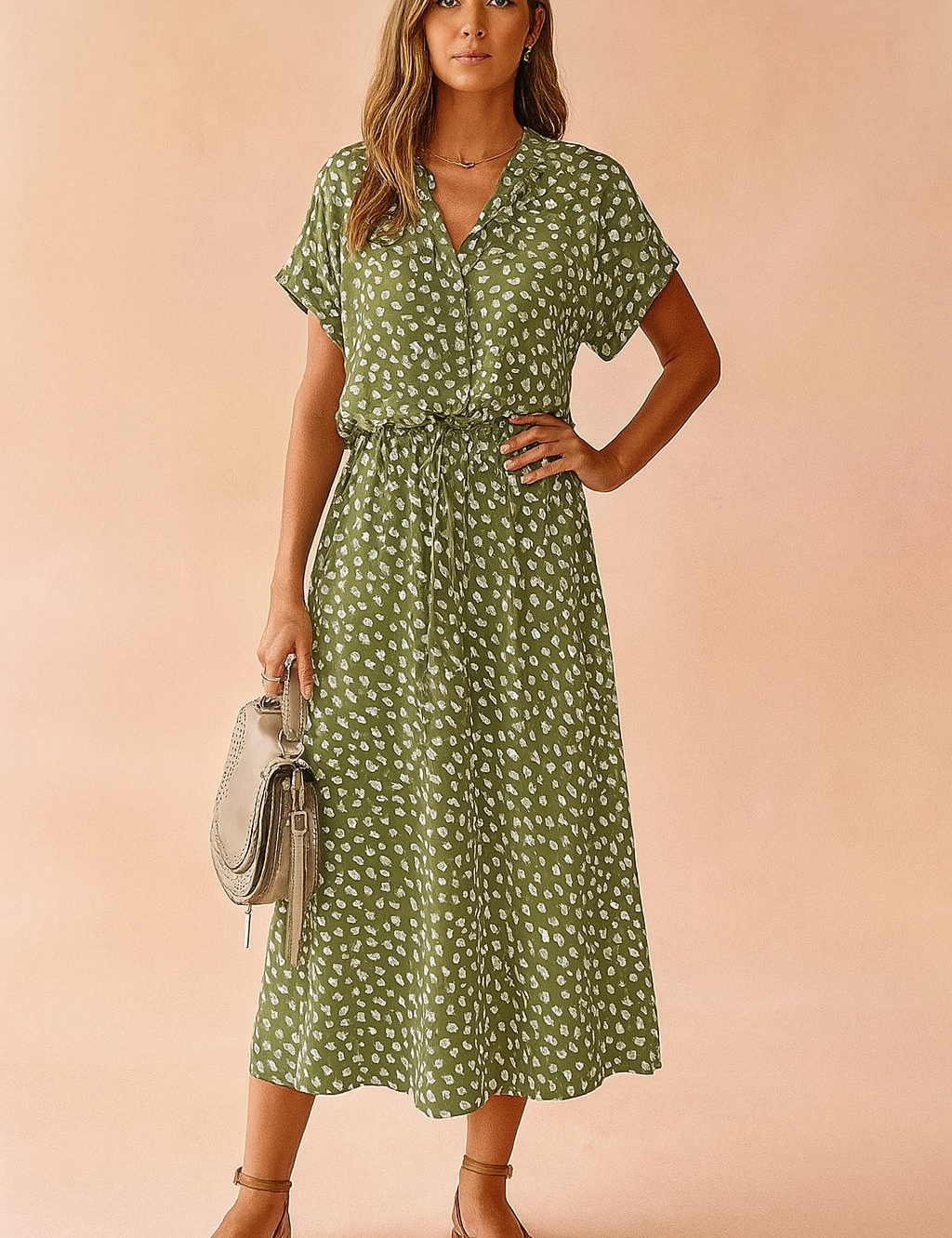 Floral midi dress tiered hem boho for women