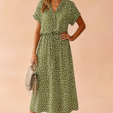Floral midi dress tiered hem boho for women