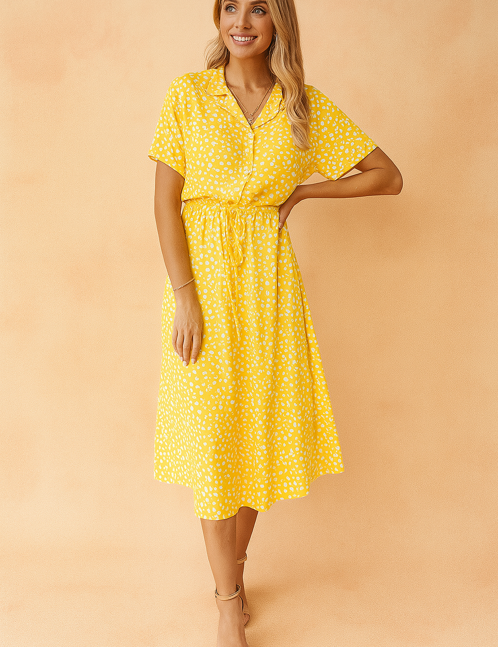 Floral midi dress tiered hem boho for women