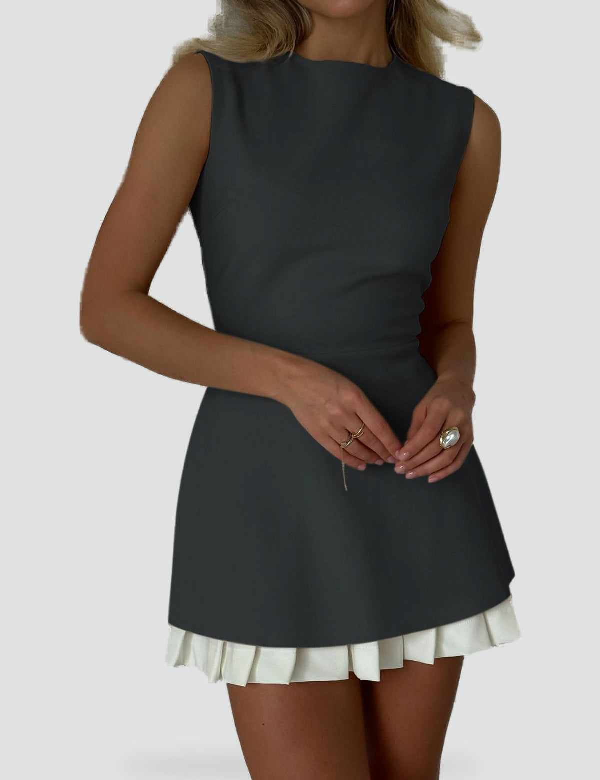 Midi Dress with Pleated Hem for women