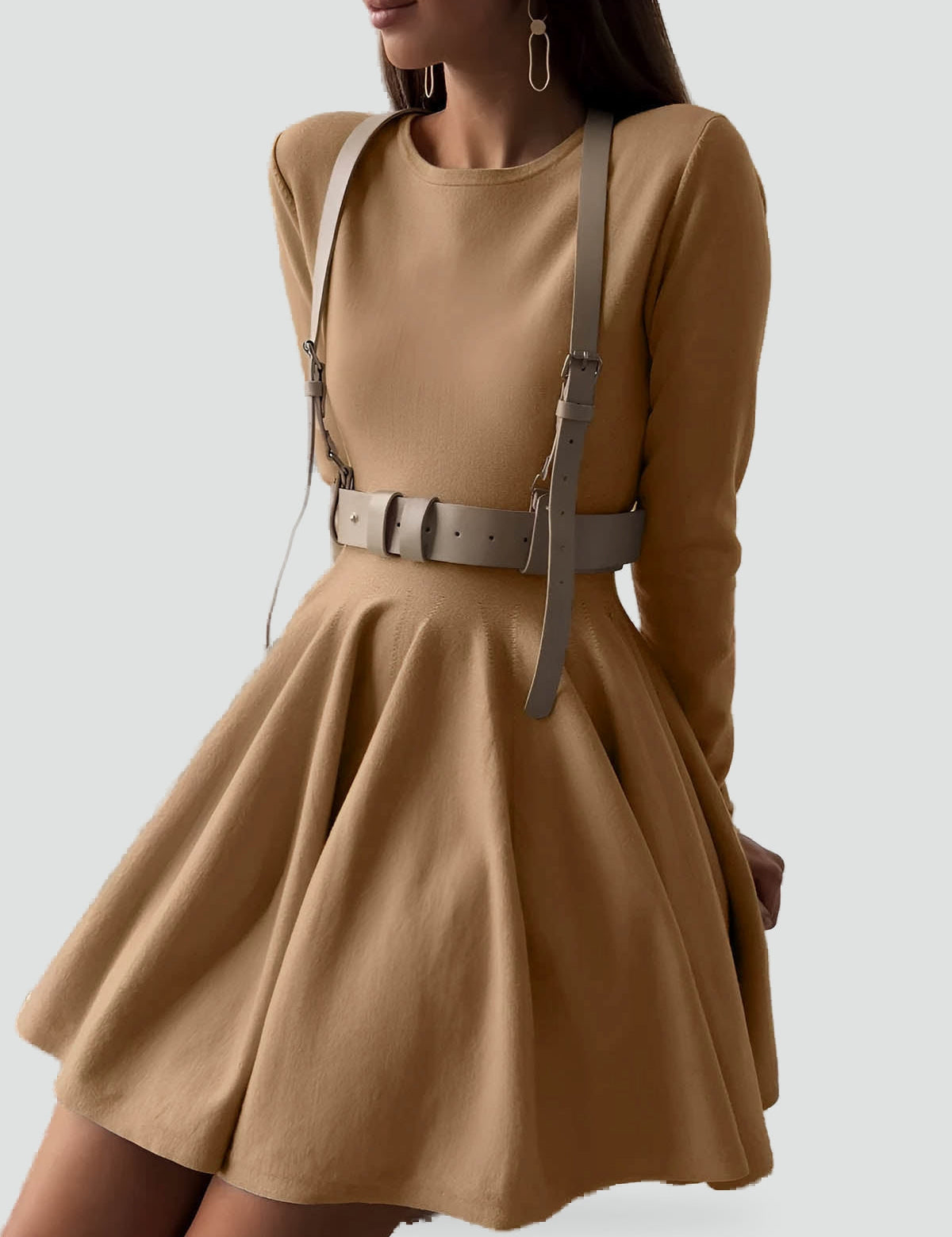 Midi Dress with Flared Skirt for Women