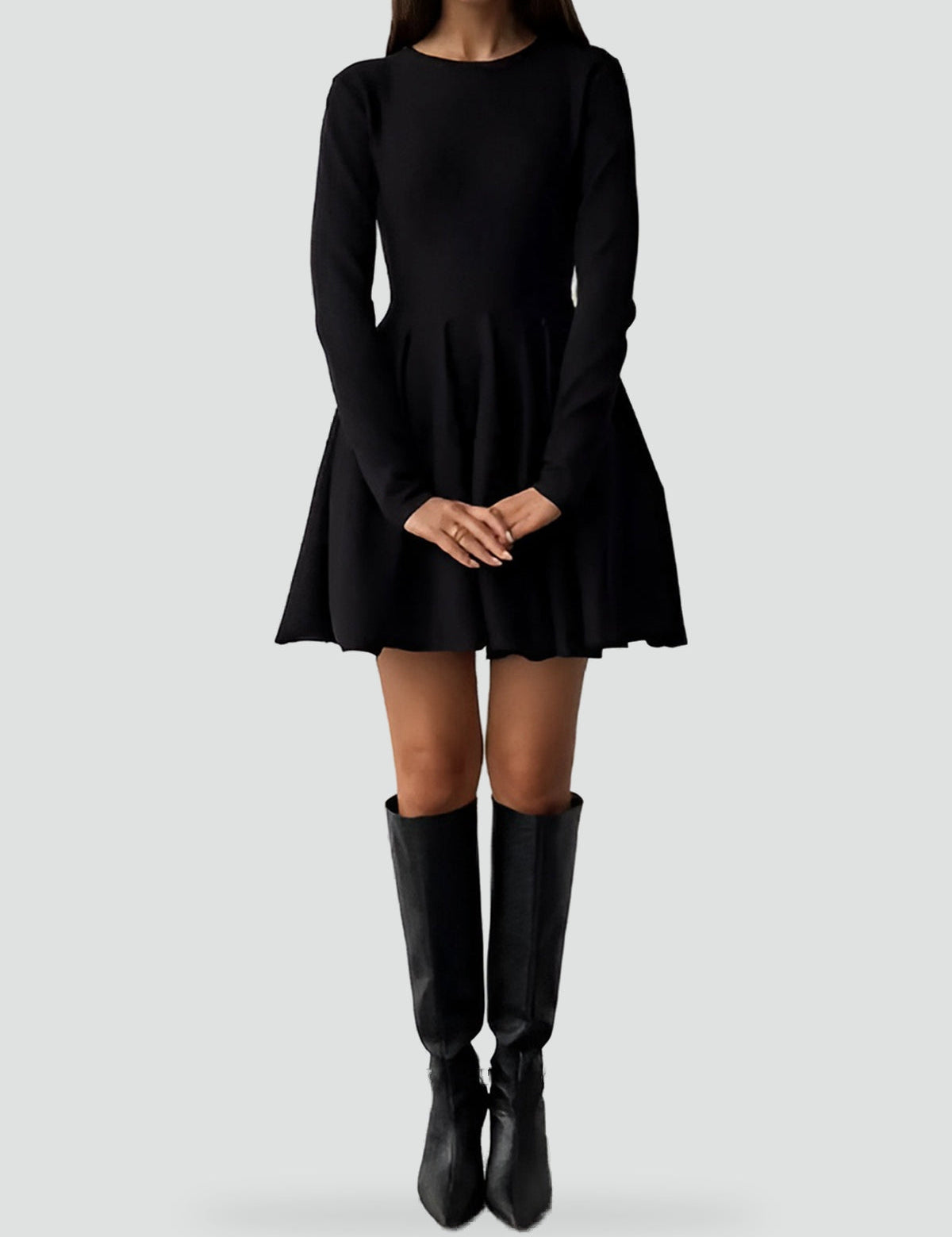 Midi Dress with Flared Skirt for Women