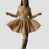 Midi Dress with Flared Skirt for Women