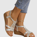 Braided Wedge Sandals with Embellished Straps for Women
