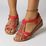 Braided Wedge Sandals with Embellished Straps for Women