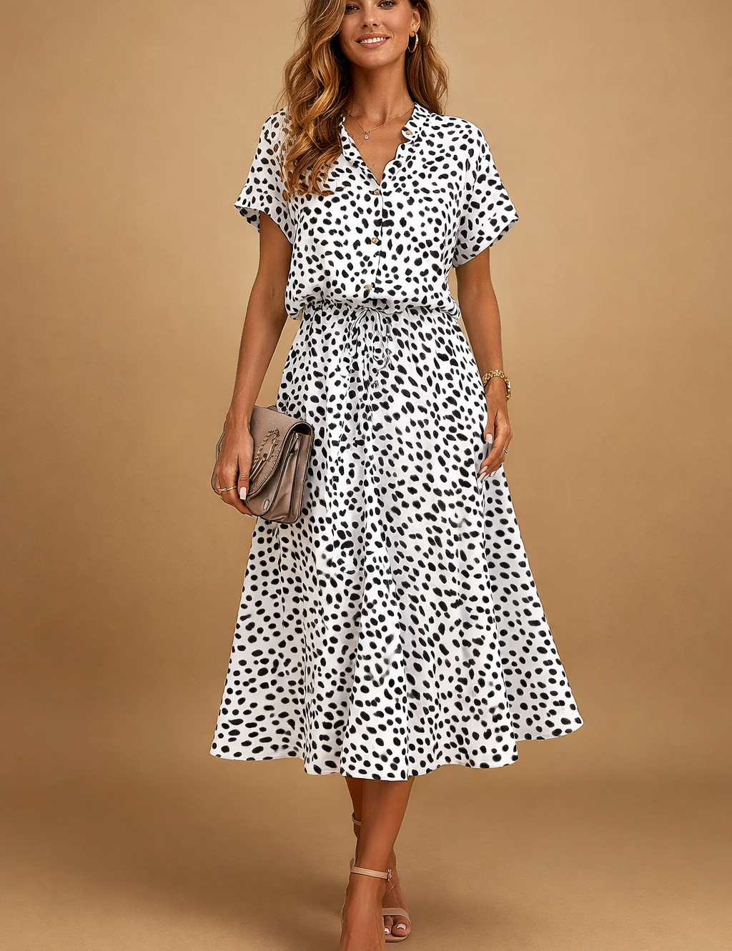 Midi Dress Boho Flowy Tiered Hem for Women