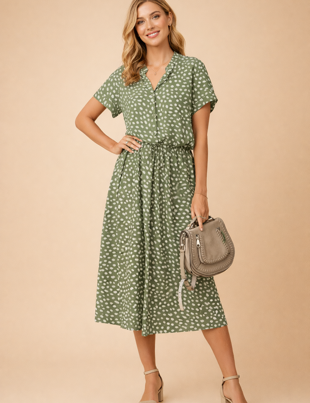 Midi Dress Boho Flowy Tiered Hem for Women