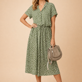 Midi Dress Boho Flowy Tiered Hem for Women