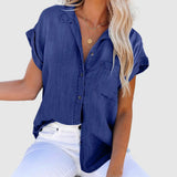 Denim Short Sleeve Blouse for Women