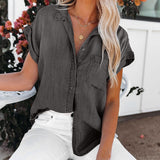 Denim Short Sleeve Blouse for Women