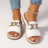 Buckle Strap Slide Sandals for Women