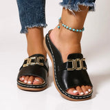 Buckle Strap Slide Sandals for Women