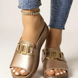Buckle Strap Slide Sandals for Women