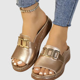 Buckle Strap Slide Sandals for Women