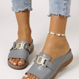Buckle Strap Slide Sandals for Women
