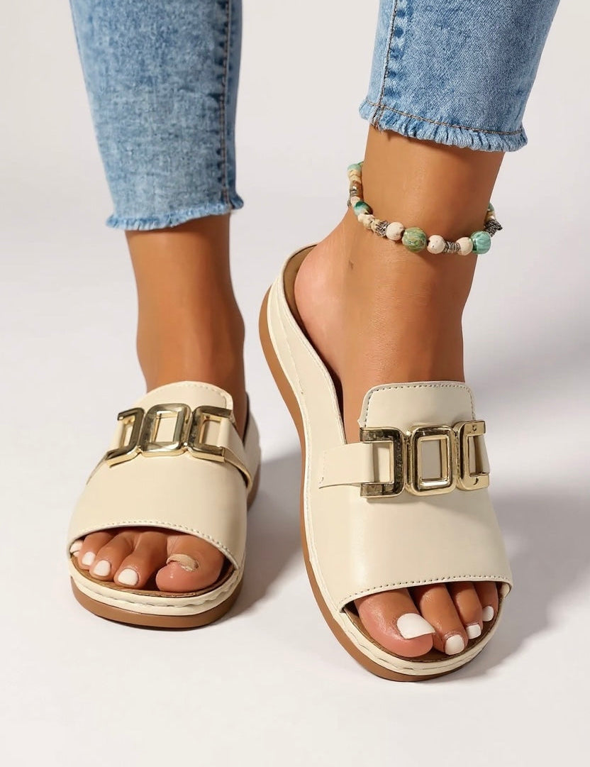 Buckle Strap Slide Sandals for Women