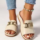 Buckle Strap Slide Sandals for Women