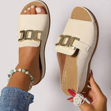 Buckle Strap Slide Sandals for Women